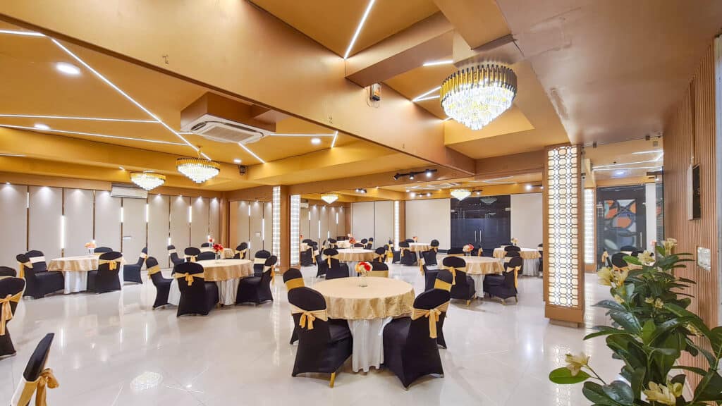 Banquet hall set up for an event at Hotel Golf View Sakura & Suites, Golf Course Road, Gurgaon